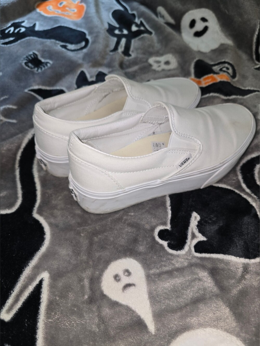 Vans White Platform Slip On Shoes Womens Size 8 (See Description)